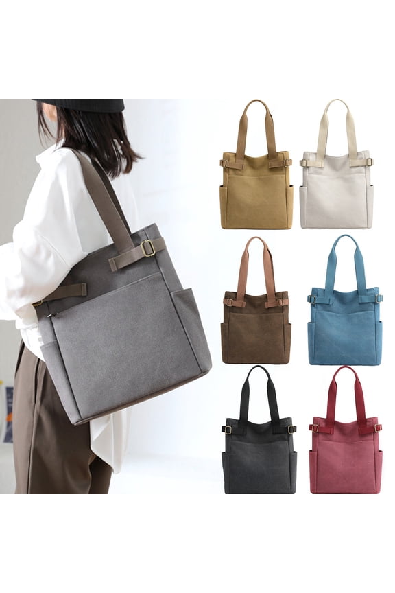 Canvas Tote Bag for Women Large Messenger Shoulder Bag Travel Crossbody Purse Briefcase Business Bag for 15inch Laptop White