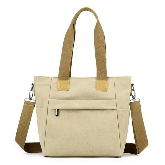Canvas Tote Bag for Women Small Handbag with Zipper Shoulder Bag for Shopping Travel Work