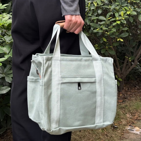 Canvas Tote Bag for Women With Pockets,Laptop Crossbody Purses Everything Everyday Bag Handbags for Work Beach Gym