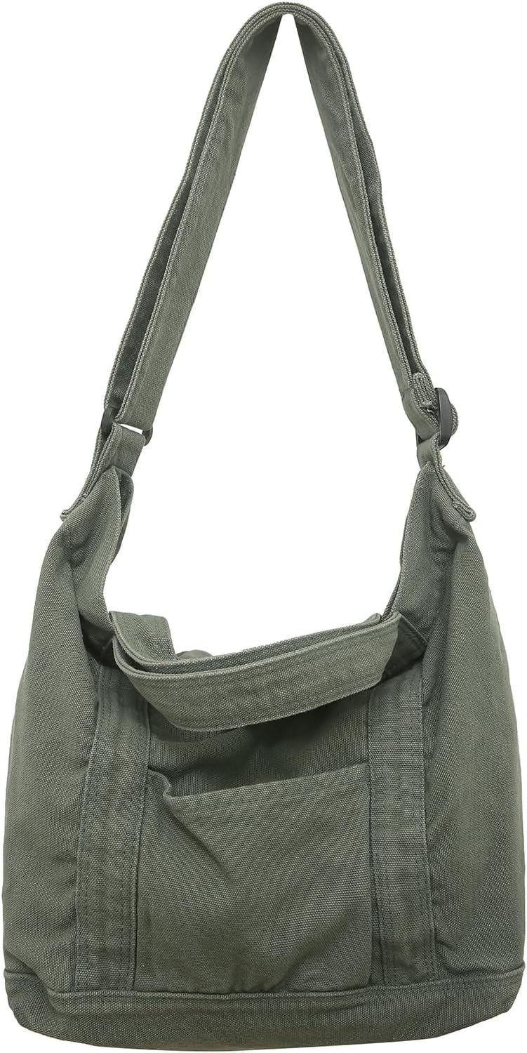 Canvas Tote Bag for Women with Pockets Cute Small Crossbody Bag Purses Handbag for Work Beach Tote Bag