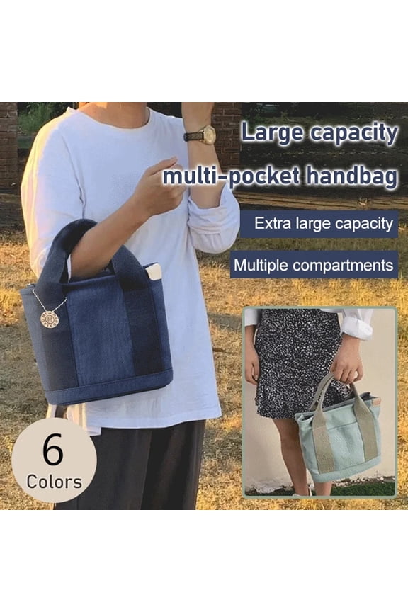 Canvas Tote Bag for Women with Zipper Mini Tote Bags with Water Bottle Pocket Shoulder Handbag for College Work Black