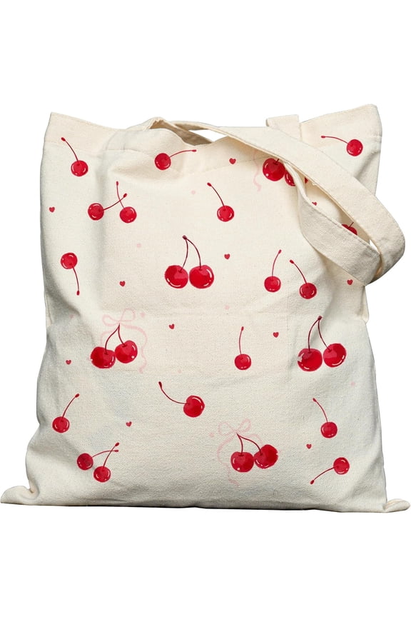 Canvas Tote Bag with Aesthetic Prints, Cute Tote Bag for Women Girls with Wide Strap, Gifts for Book Lovers