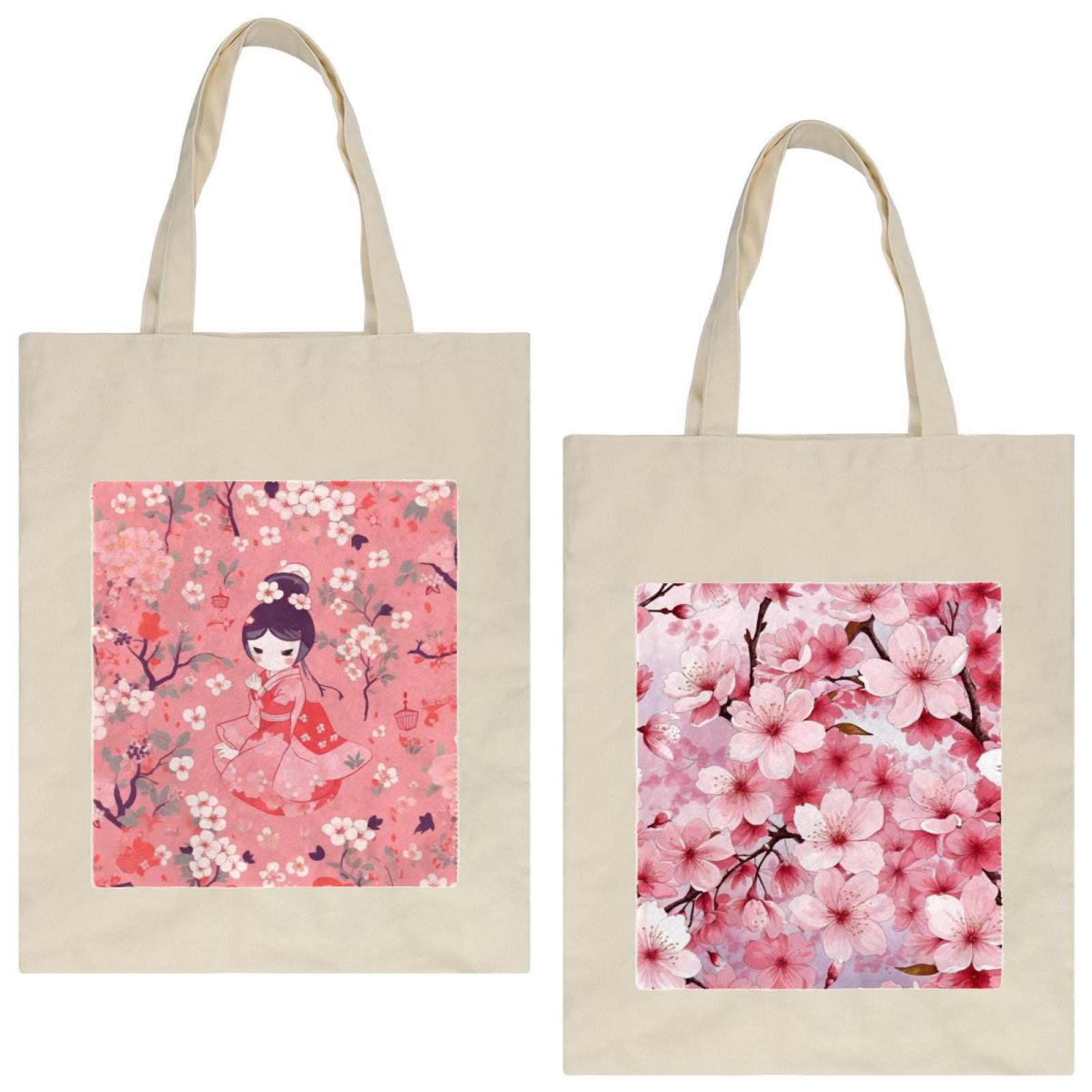 ★TOUT Y EST★ June Drawing Cotton BagPink WJ2414BG010MPK Canvas Tote Bags, 14