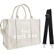 Canvas Tote Bags For Women,Handbag Tote Purse With Zipper Canvas Crossbody Bag(Beige)