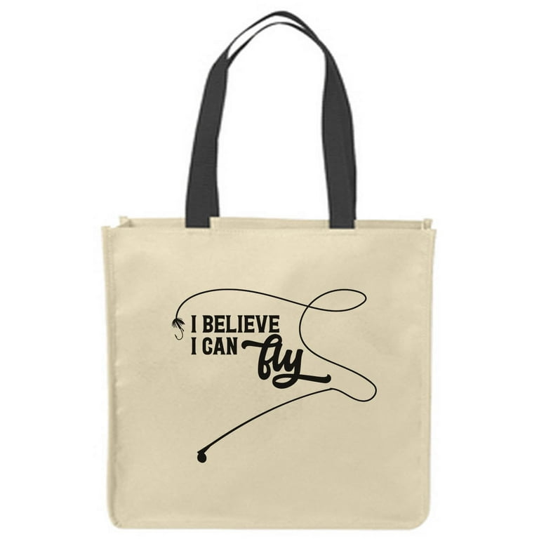 Canvas Tote Bags I believe I can fly funny fishing water trout salmon  Reusable Shopping Funny Gift Bags 