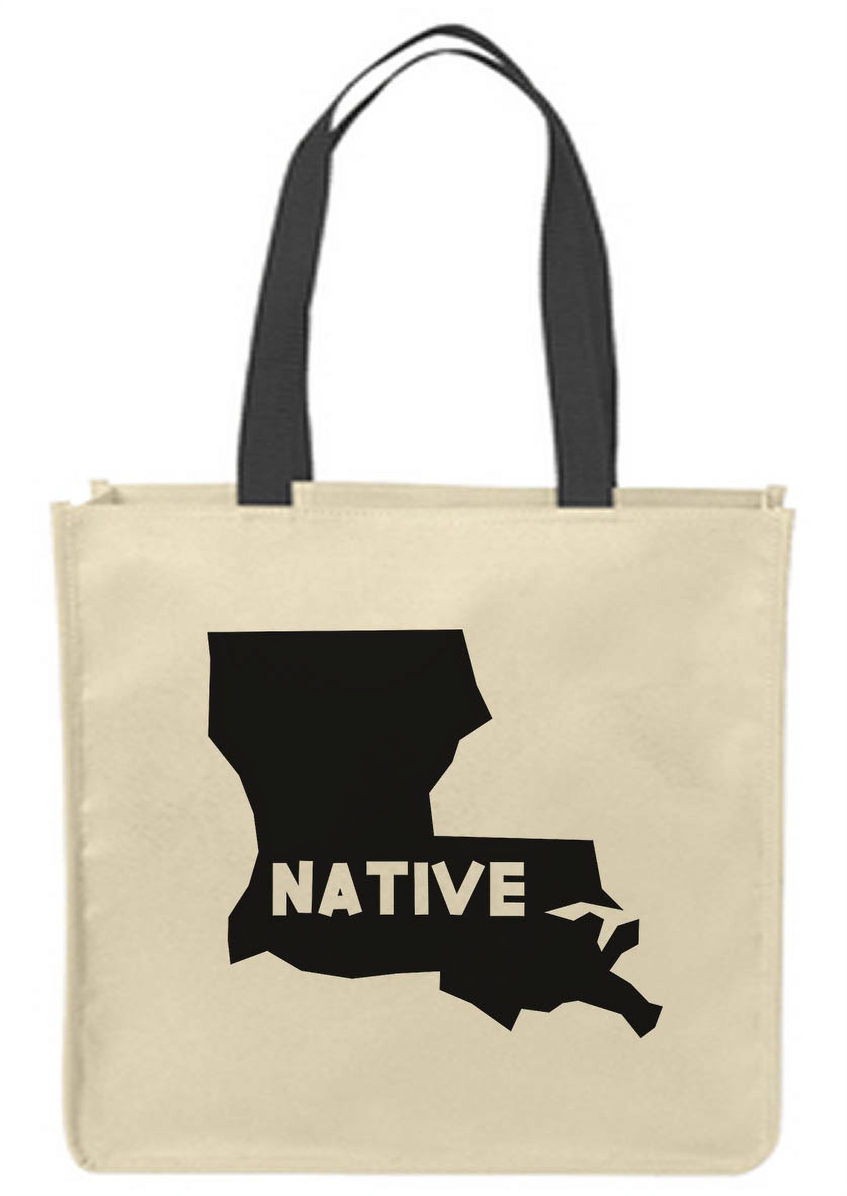 Canvas Tote Bags Louisiana native caps state map home hometown Reusable
