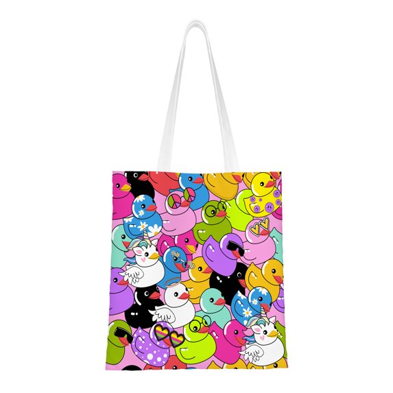 Canvas Tote Grocery Bag Colorful Duck Aesthetic for Women Bags for College Shopping Beach Grocery and Trendy Gifts