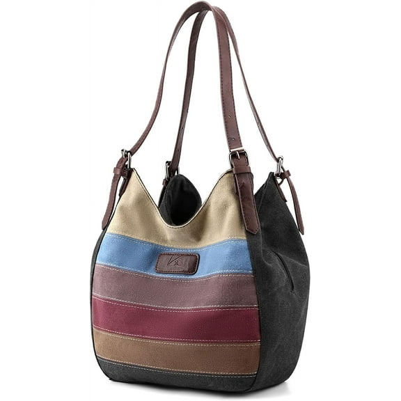 Canvas Tote Purse Shoulder Crossbody Bag for Women, Vintage Small Handbag Multi Pocket Purses Top Handle Work Bags