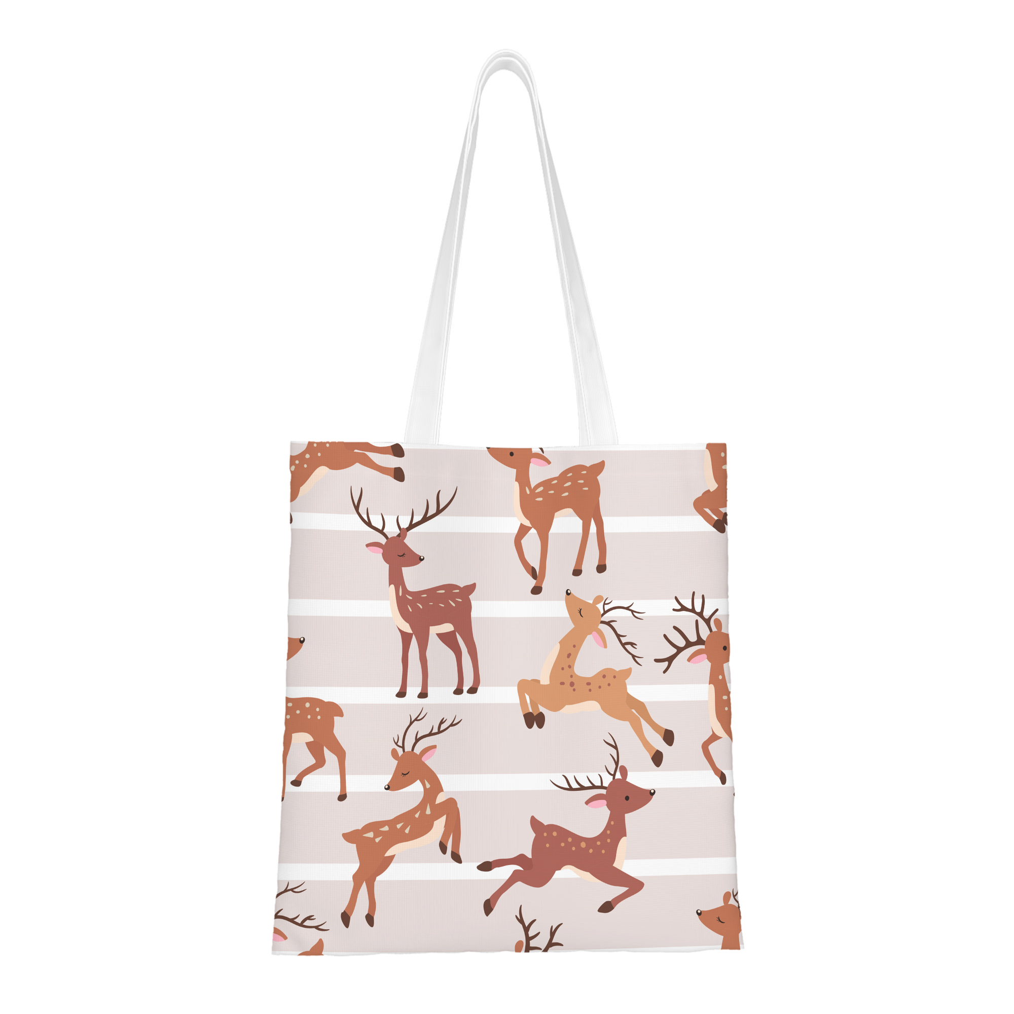 Canvas Tote Shopping Bag Cute Reindeer In The Garden Aesthetic Tote Bag