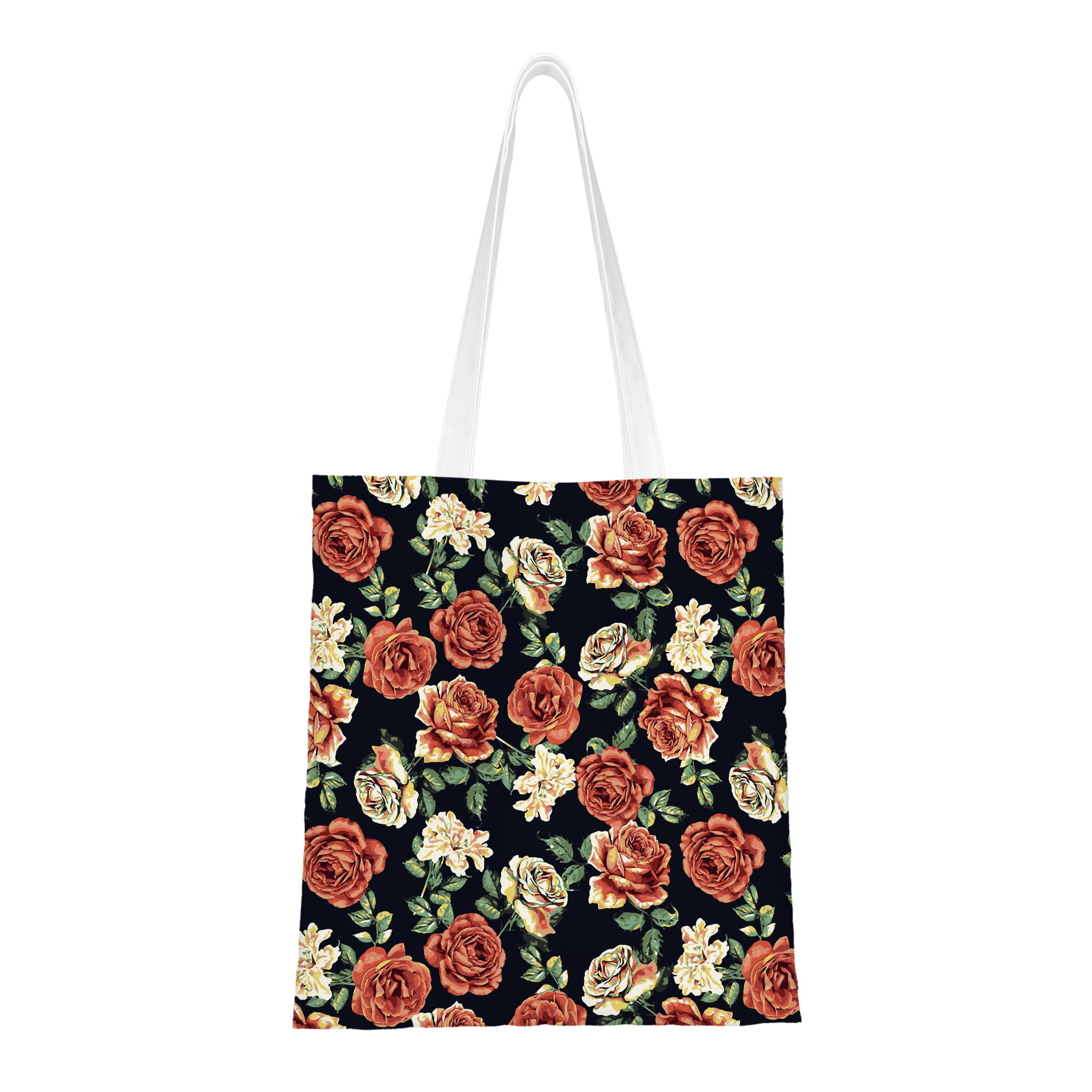 Canvas Tote Shopping Bag Rose Flower Pattern Aesthetic Tote Bag Gifts