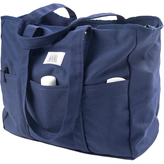 Canvas Tote for Women Men, Utility Work Bag with Zipper