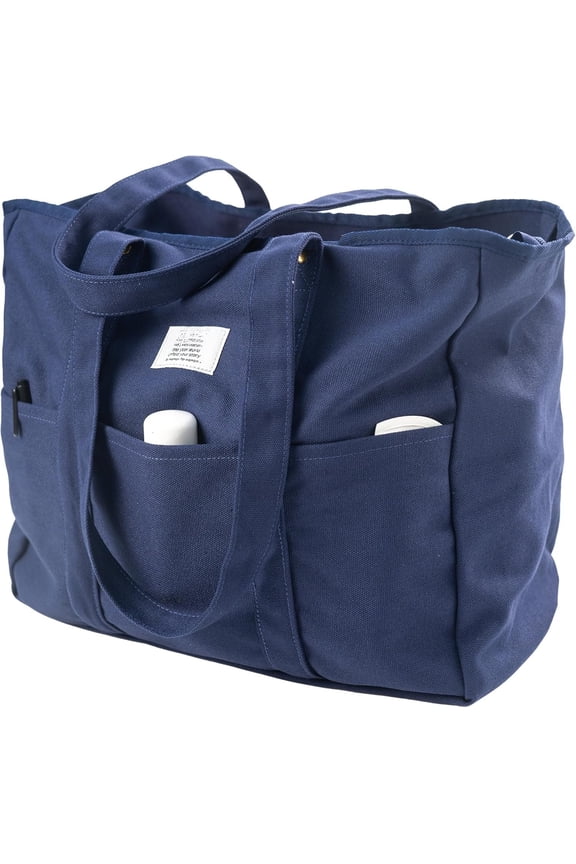 Canvas Tote for Women Men, Utility Work Bag with Zipper