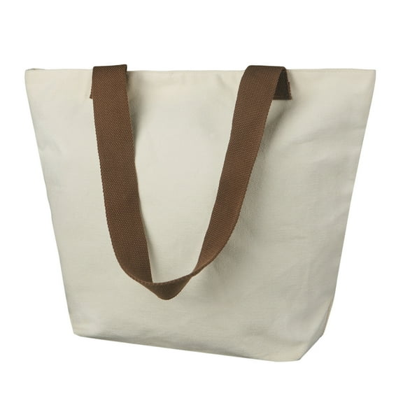 Canvas Totes Bag with Zip, FITDON Shoulder Bags Handbags Women's Hobos Large Capacity Shopping Bag with Inner Pocket for Work School Beach Travel, Beige