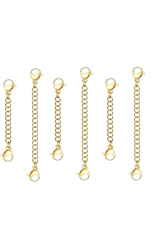 Canvas Trend 6 Pcs Necklace Extender, Adjustable Chain Extender for Necklace Bracelet Anklets, Stainless Steel Safety Chain for Bracelet, for Jewelry Making