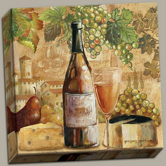 Canvas Tuscan Chateau Italian Tuscany Glasses Drink Wall Art Alcohol Italy Trendy Popular Cute 12x12