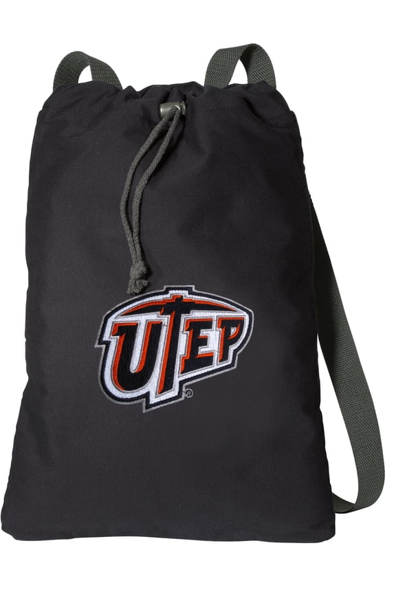 Canvas UTEP Miners Backpack Natural Cotton UTEP Cinch Bag Lined and with Wide Straps