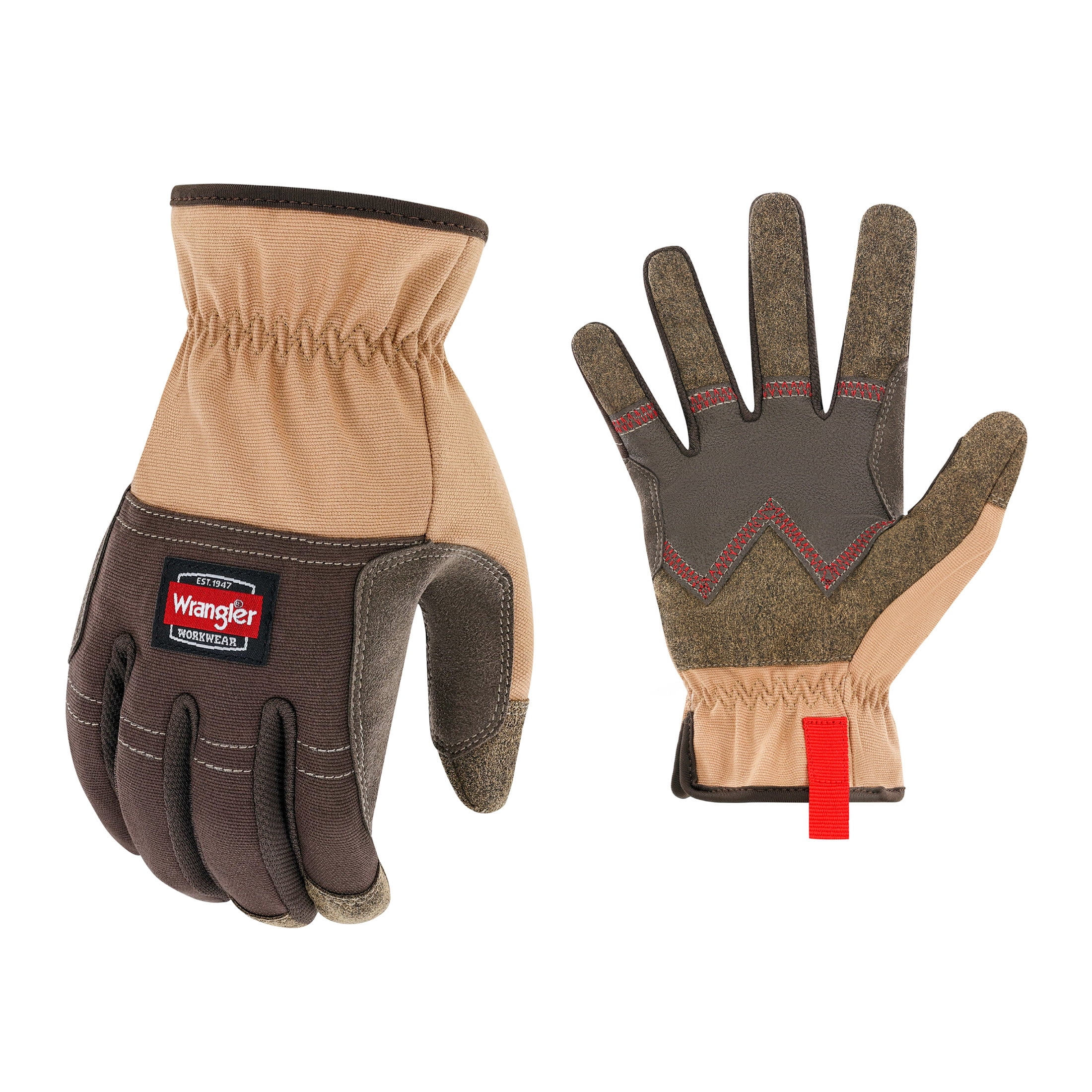 Wrangler Men’s Stretch Canvas Utility Work Gloves – X-Large, Breathable Glove, Reinforced Grip