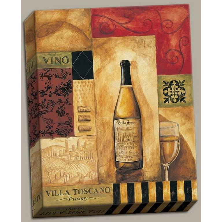 Canvas Villa Toscano - Classic Vino Wine Tuscan Italian Art ; One 16x20 Hand-Stretched Canvas; Ready to Hang!, Size: 16 x 20, Red
