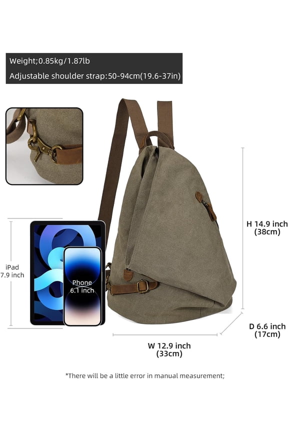 Canvas Vintage Backpack  Large Casual Daypack Outdoor Travel Rucksack Hiking Backpacks for Men Women