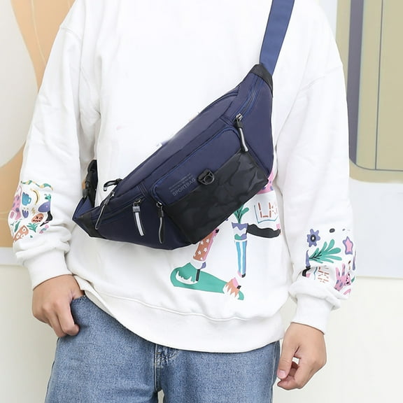 Canvas Waist Bag,Large Capacity Sports Fanny Pack,Men's Crossbody Chest Bag,Waterproof Shoulder Bag,Anti-Theft Travel Bag,USB Charging Outdoor Sports Bag Holiday Gifts