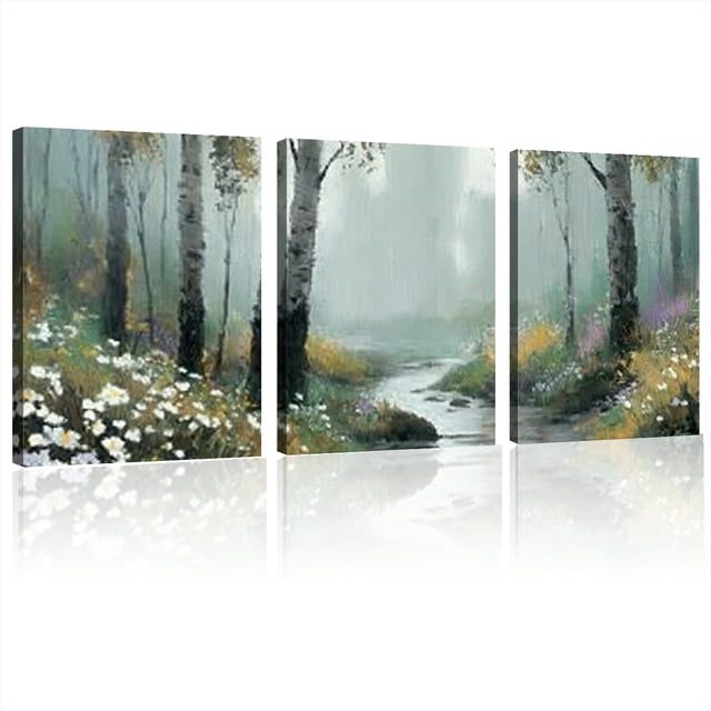 Canvas Wall Art 2D flat Wildflower field Modern Abstract Painting ...