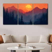 Canvas Wall Art 3 Piece Set,Misty Forest Wall Art,Wall Decor Living Room,Bedroom,Bathroom,Office,Sunrise Canvas,Landscape Paintings Wall Decor（Only canvas）