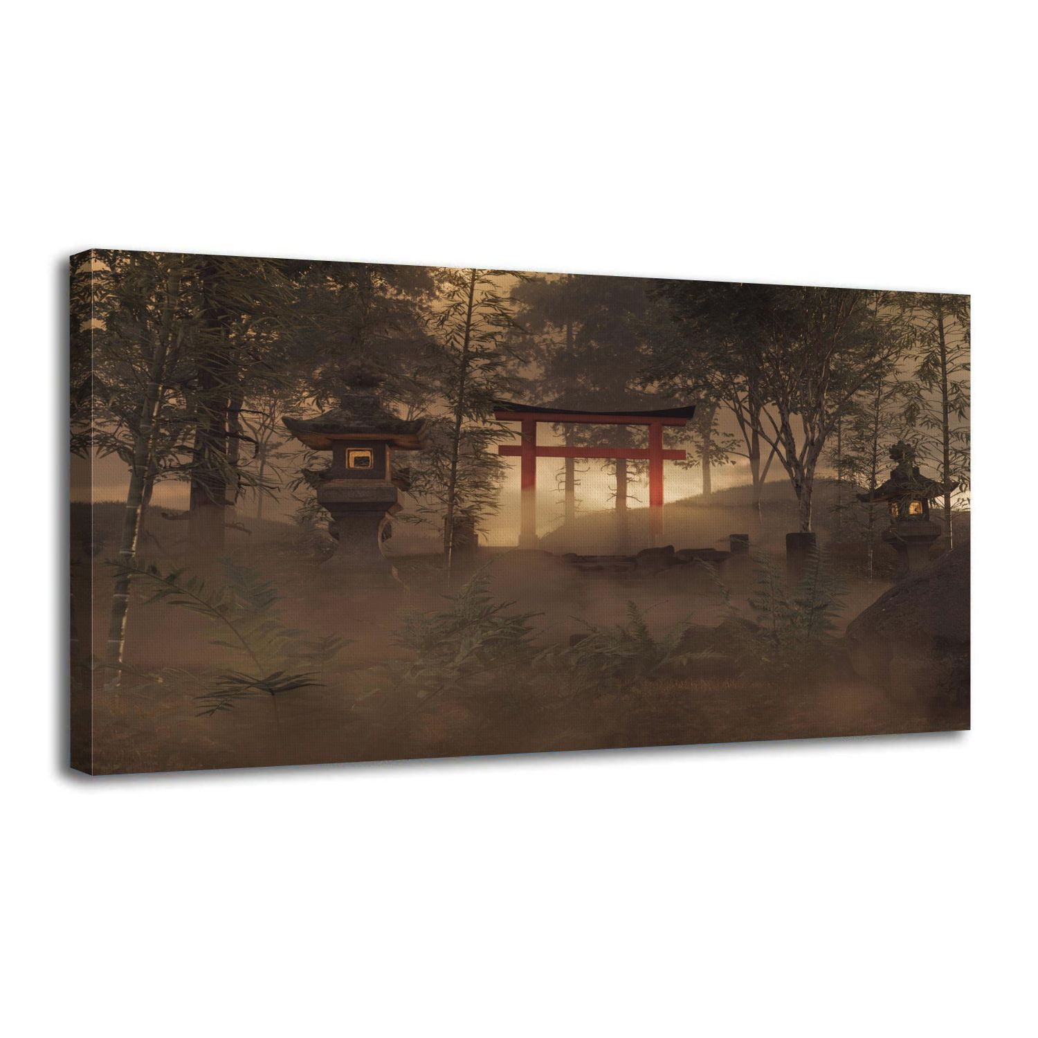 Canvas Wall Art 3d rendering an old japanese shrine torii gate stone ...