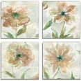 thumbnail image 1 of Canvas Wall Art, 4 Panels Set 16x16 Inches Each Framed Artwork, Sunny Afternoon Orange Flowers Painting Pictures for Office Wall Decoration, 1 of 5