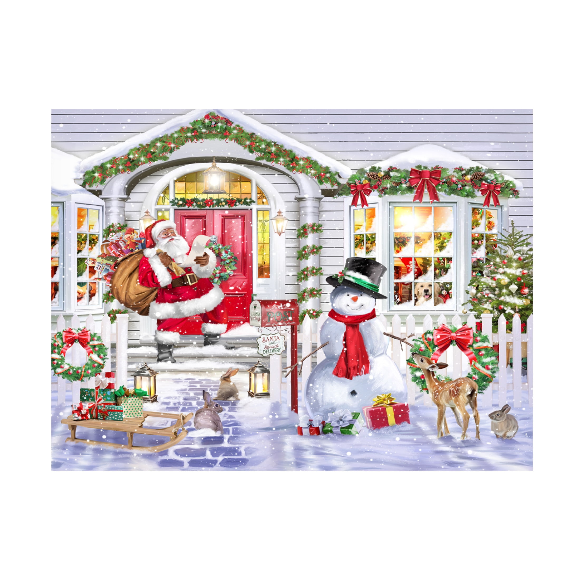 Canvas Wall Art - ALI INNIS 'Santa on the Steps' Wall Art for Living Room, Bedroom, or Office Décor by Trademark Fine Art - 19 x 14 Inches