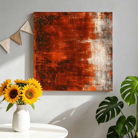 Canvas Wall Art Abstract Collage Theme Canvas Art Print Retro Red Oil Painting Texture Pictures Wall Decor for Living Room Bedroom Artwork Decorations Stretched Framed Ready to Hang 8"x8"