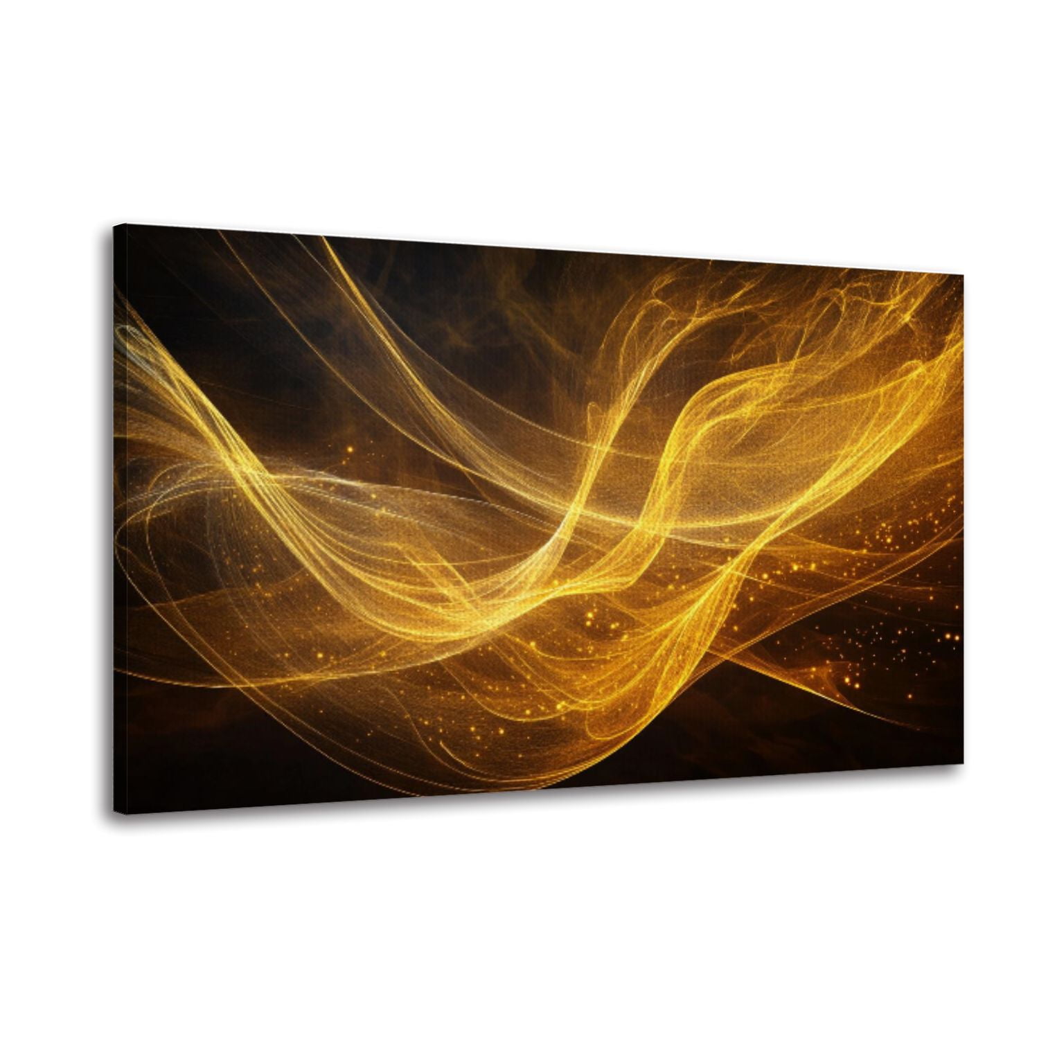 Canvas Wall Art Abstract Feather Gold Lines Background Feathers