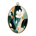 thumbnail image 1 of Canvas Wall Art Abstract Floral Botanical Green Beige Wildflower Flower Market Boho Oval Framed Canvas Prints Vintage Wall Hanging Decor for Home Office Nursery Family Gift 8.6"x11.4", 1 of 7