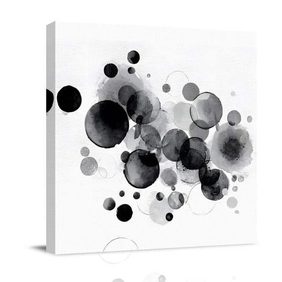Canvas Wall Art Abstract Ink Canvas Art Print Black Ink Splatter Bubbles Drops Pictures Wall Decor for Living Room Bedroom Artwork Decorations Stretched Framed Ready to Hang 8"x8"