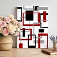 thumbnail image 1 of Canvas Wall Art Abstract Lines Canvas Art Print Black Red Geometric Square Frame Pictures Wall Decor for Living Room Bedroom Artwork Decorations Stretched Framed Ready to Hang 11"x14", 1 of 9