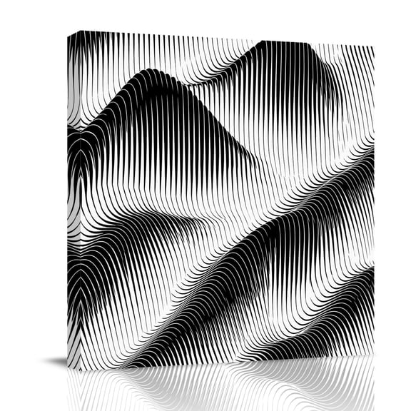 Canvas Wall Art, Abstract Mountain Framed Canvas Prints for Bathroom Desk, Modern Simple Geometric Stripes Art Small Gallery Wrapped Wall Decor for Home Office, Gifts, 8"x8" Ship Next Day