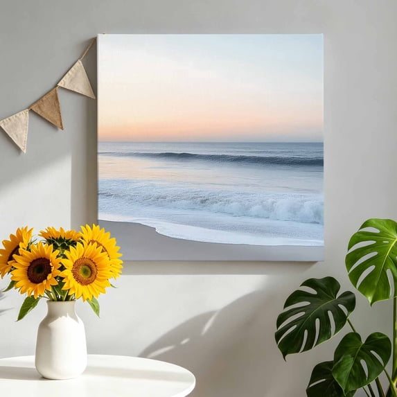 Canvas Wall Art Abstract Ocean Beach Waves Canvas Art Print Modern Blue Marine Pictures Wall Decor for Living Room Bedroom Artwork Decorations Stretched Framed Ready to Hang 10"x10"