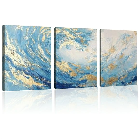 Canvas Wall Art Abstract wave art Modern Abstract Painting Framed Picture Living Room Bedroom Office Home Decoration High Quality Print on Canvas 12x16inchx3pcs