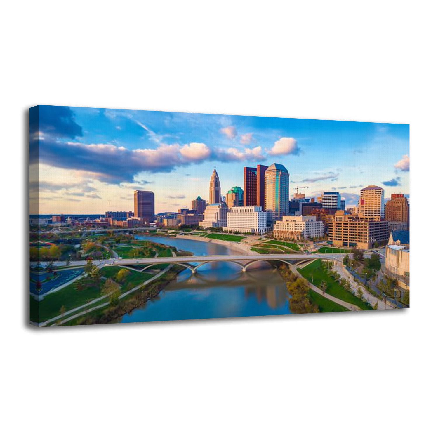 Canvas Wall Art Aerial view Downtown Columbus Ohio Scioto river Wall ...