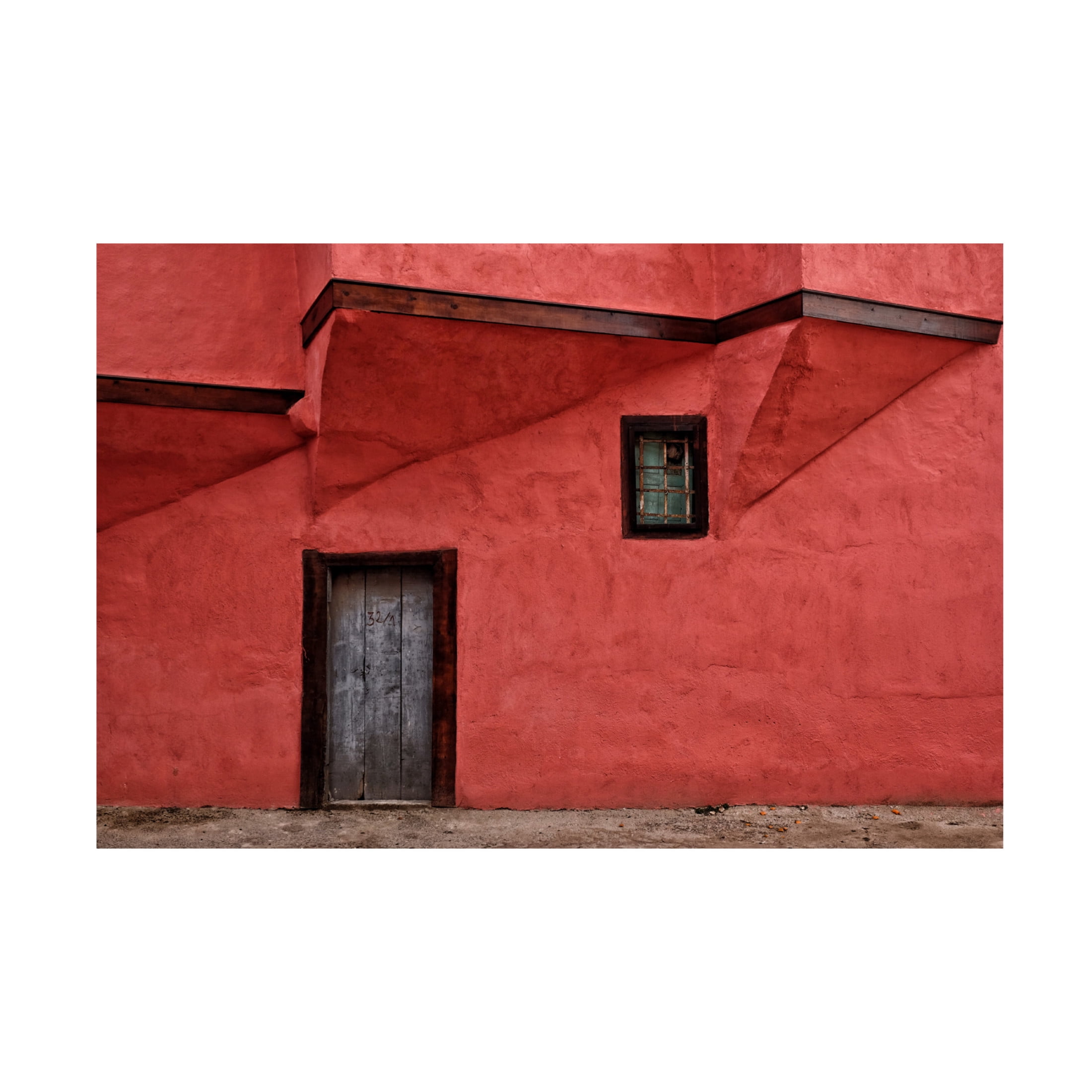 Canvas Wall Art - Ali Ayer 'Red Façade' Wall Art for Living Room, Bedroom, or Office Décor by Trademark Fine Art - 47 x 30 Inches