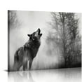 thumbnail image 1 of Canvas Wall Art Animal Picture Paintings Black and White Wolves Prints Artwork for Living Room Bedroom Bathroom Decor Ready to Hang, 1 of 4
