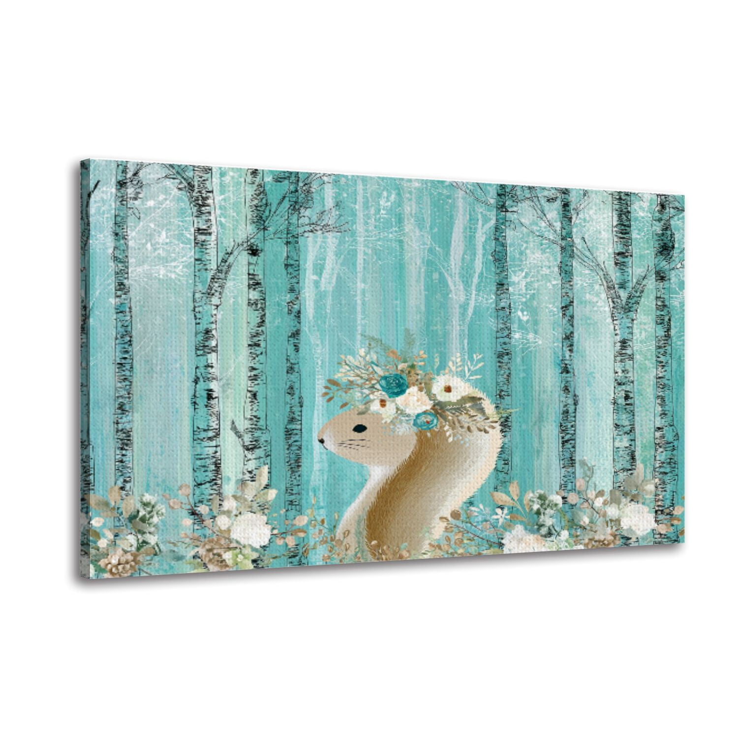 Image showcasing Canvas Wall Art Animals Baby Shower Boys Girls Kids Bedroom Forest ...