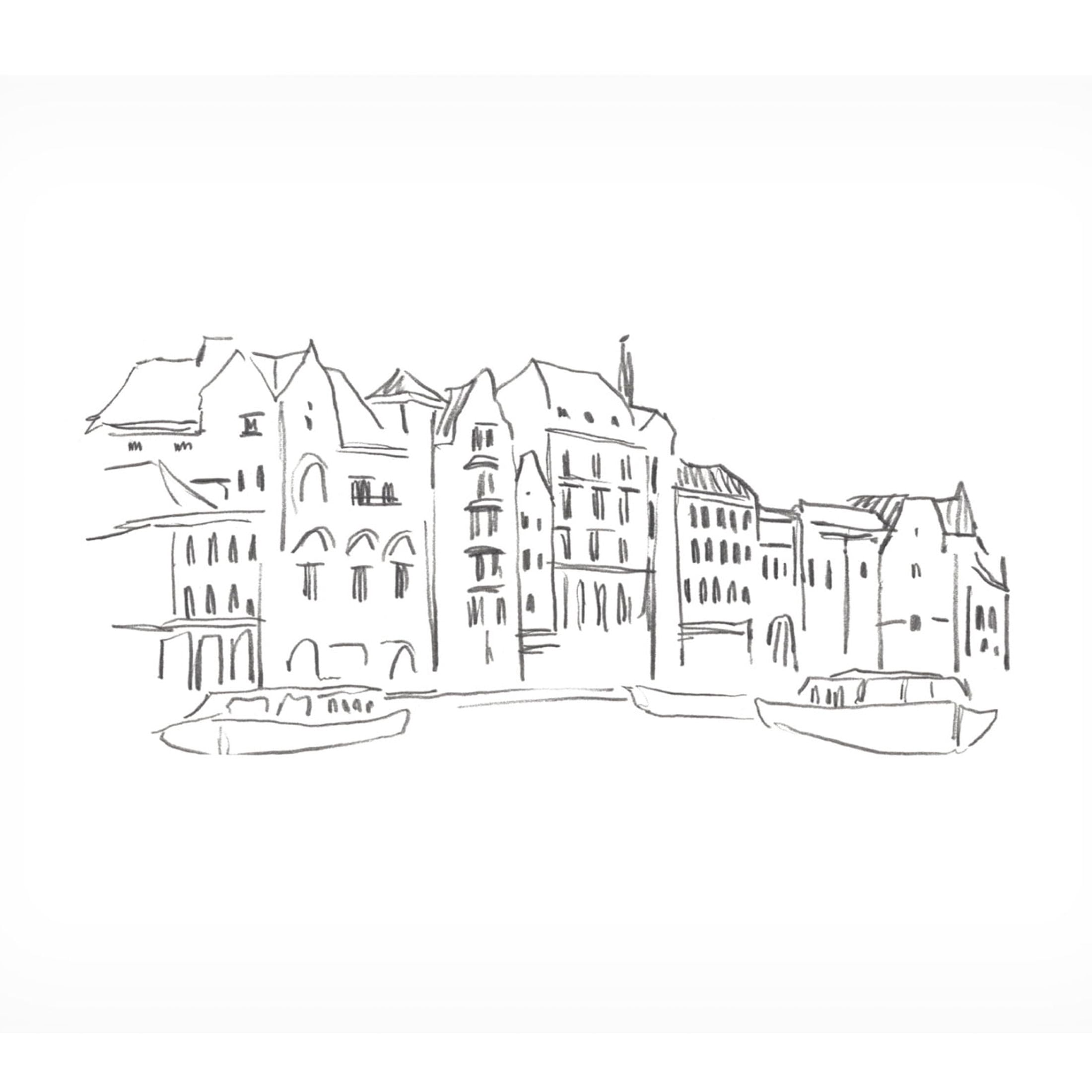 Canvas Wall Art - Annie Warren 'Travel Sketch I' Wall Art for Living Room, Bedroom, or Office Décor by Trademark Fine Art - 47 x 35 Inches