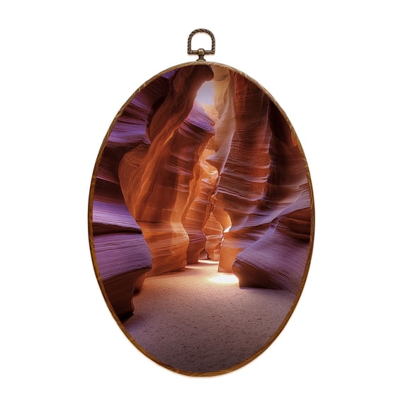 Canvas Wall Art Antelope Slot Oval Framed Canvas Prints Vintage Wall Hanging Decor for Home Decorations 8.6"x11.4"