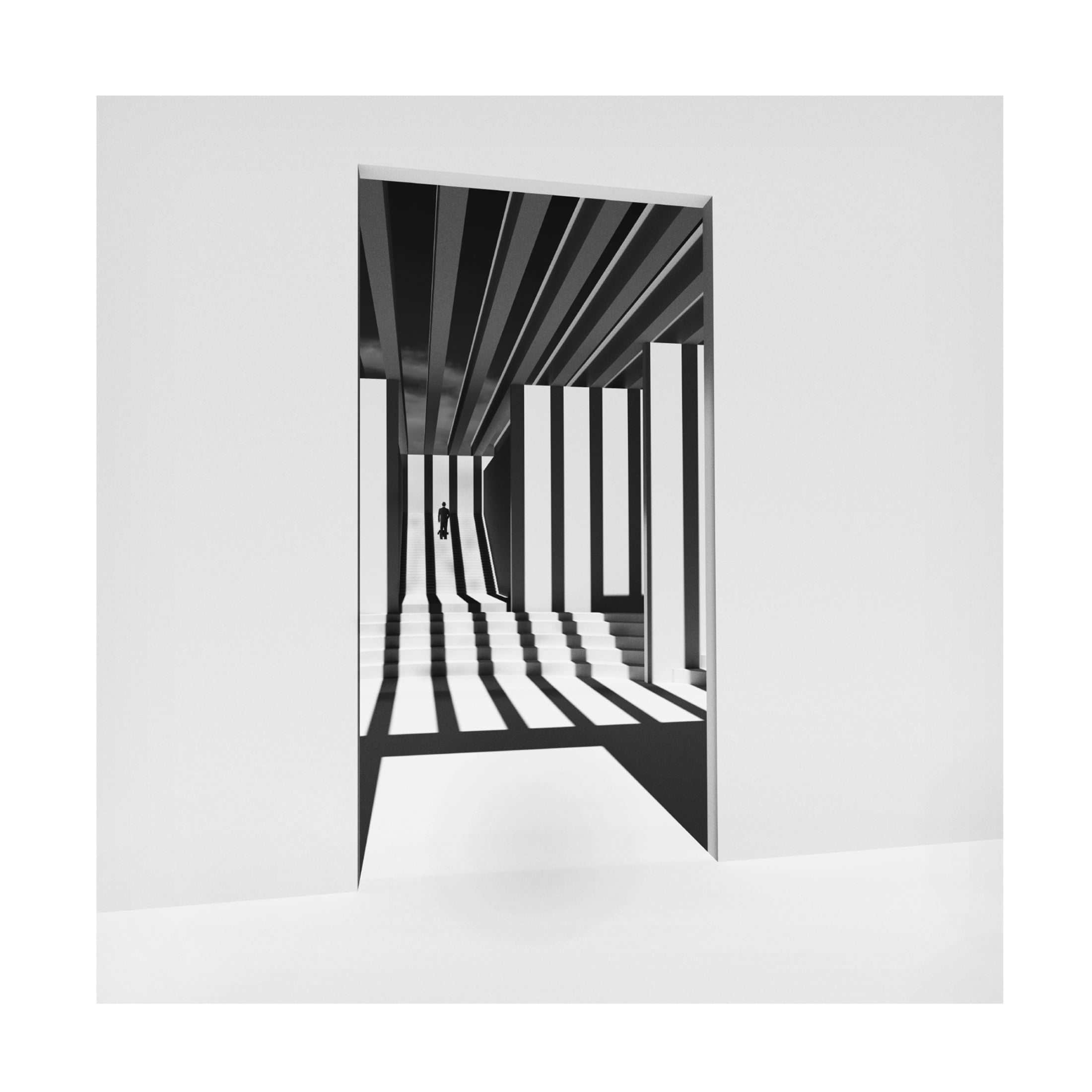 Canvas Wall Art - Antonyus Bunjamin 'Lines And Shadows' Wall Art for Living Room, Bedroom, or Office Décor by Trademark Fine Art - 14 x 14 Inches