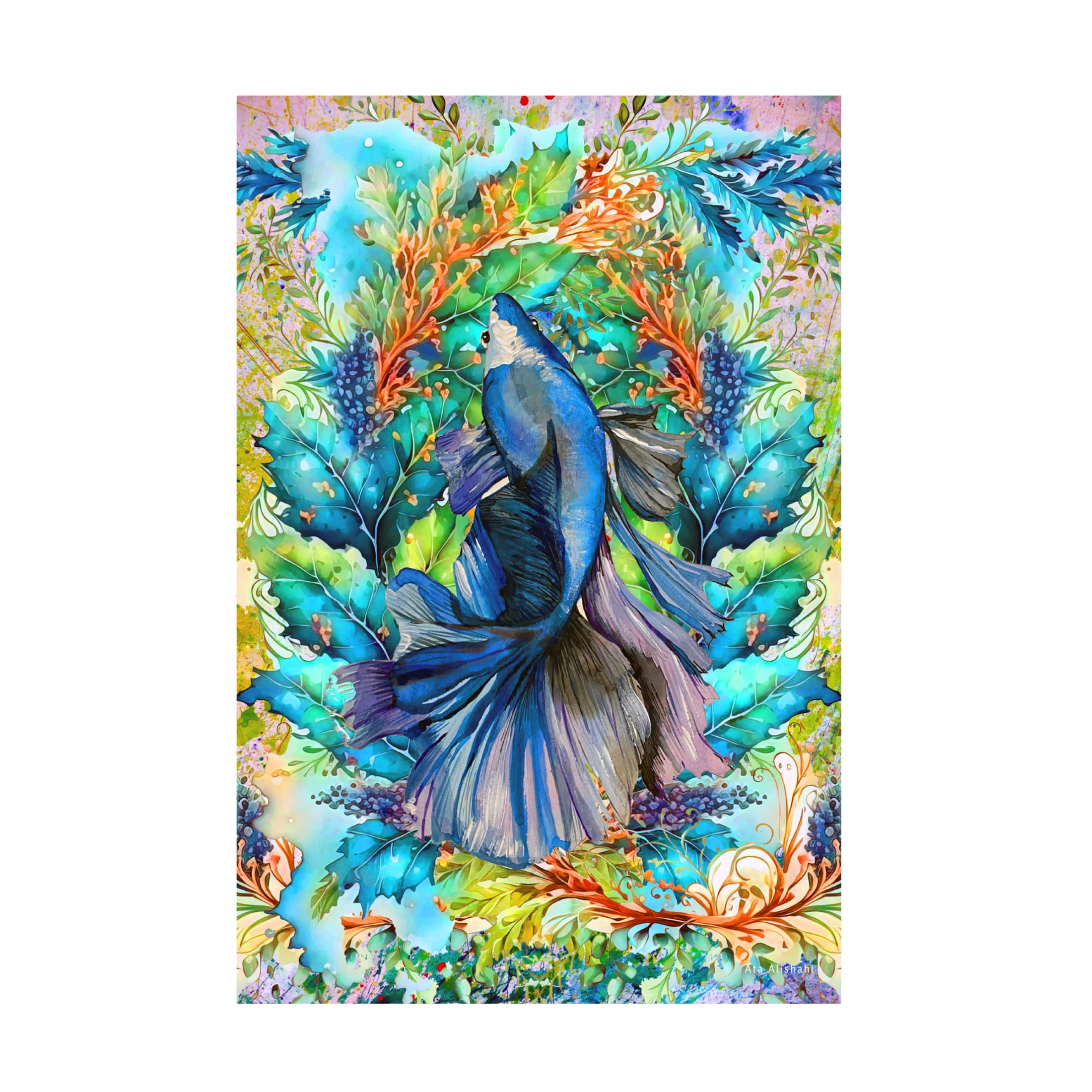 Canvas Wall Art - Ata Alishahi 'Fishgarden' Wall Art for Living Room, Bedroom, or Office Décor by Trademark Fine Art - 16 x 24 Inches