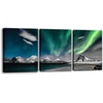 thumbnail image 1 of Canvas Wall Art Aurora Scenery Painting on Canvas for Living Room Decoration Natural Landscape Canvas Paintings 3 Piece Bedroom Home Office Decor Stretched Framed Ready to Hang - 12" x 16" x 3, 1 of 6