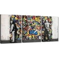 thumbnail image 1 of Canvas Wall Art Banksy Graffiti Pictures 3 Panels Modern Abstract Street Pop Art Posters Prints Artwork Home Decorations for Living Room Bedroom Office Framed Ready to Hang - 12"x16"x3pcs, 1 of 6