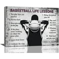 thumbnail image 1 of Canvas Wall Art Basketball Life Lessons Quotes Wall Decor Basketball Sports Poster Black and White Pictures Prints Motivational Framed Modern Artwork For Basketball Fan Home Bedroom Office 16"x12", 1 of 6