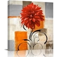 thumbnail image 1 of Canvas Wall Art Bathroom, Kitchen, Bedroom, Living Room, Abstract Theme Red Watercolor Dahila Framed Picture Prints Wall Decor, 16" x 16", 1 of 6