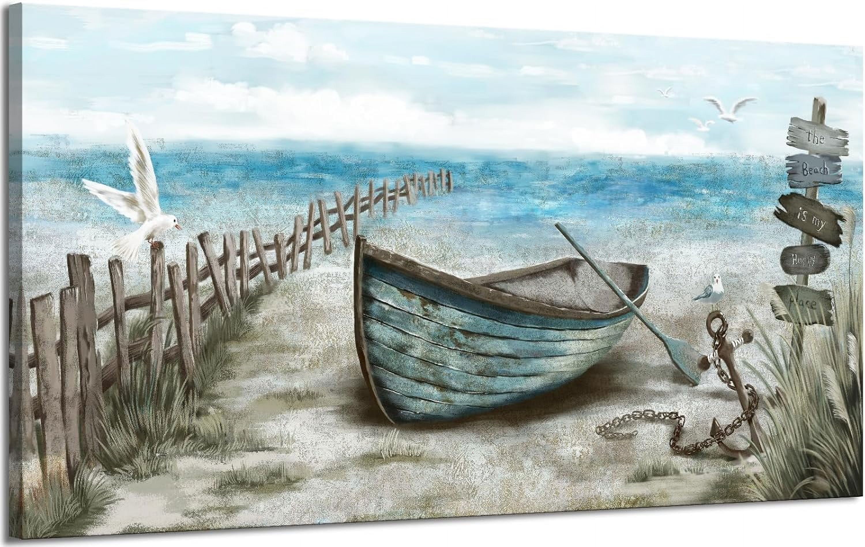 Canvas Wall Art Beach Décor Wall Picture Rustic Coastal Sand Canvas ...